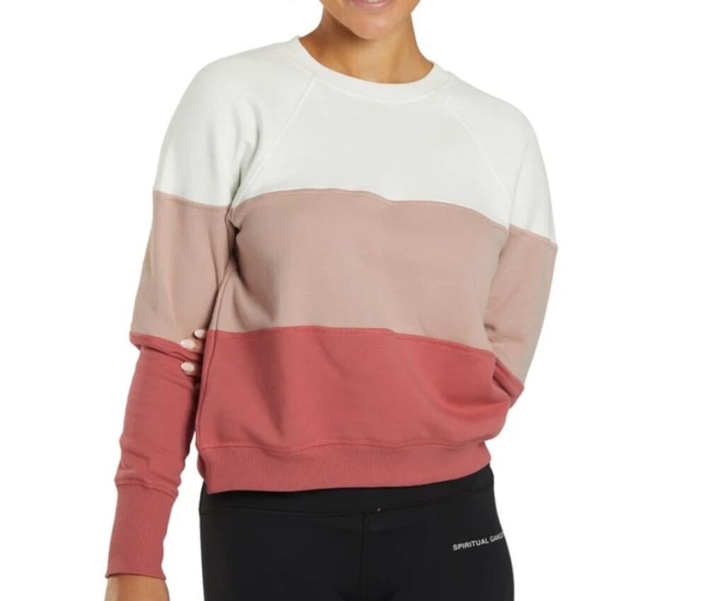 Spiritual Gangster Bridget Sweatshirt Womens S Pink Triblock Raglan Cotton